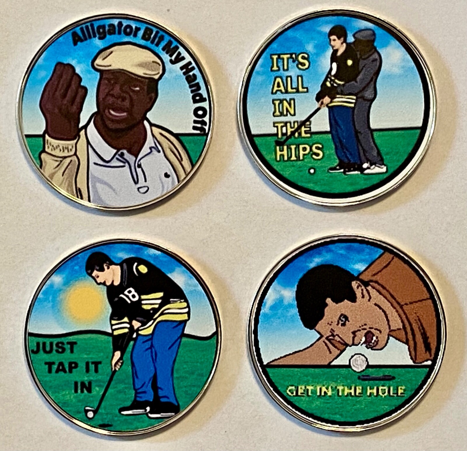 Happy Gilmore 4 piece Set Pro size 32mm Golf Ball Markers eBay