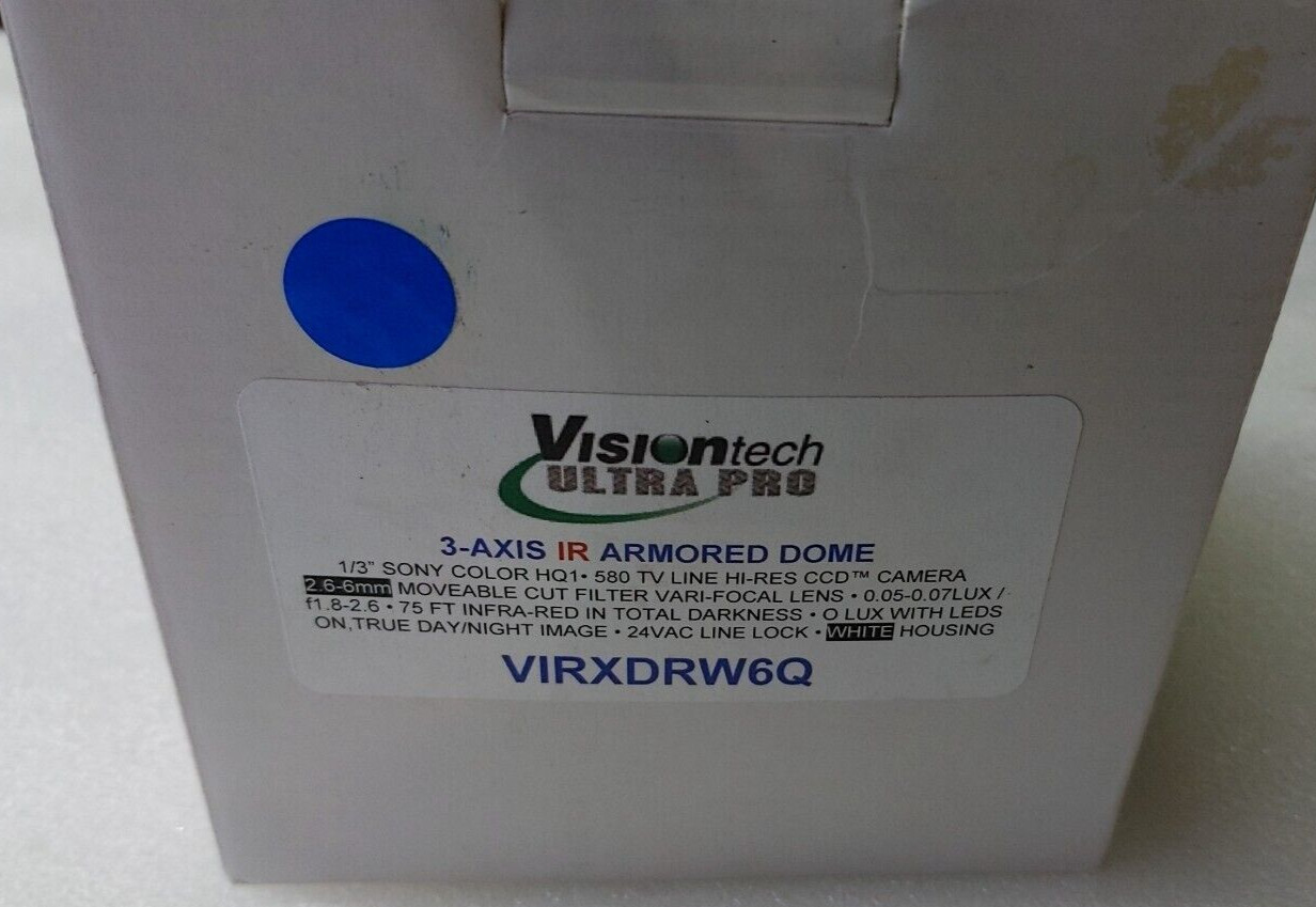 VISIONTECH Dome  SECURITY CAMERA CCTV 3-AXIS IR Armored  VIRXDRW6Q  24-VAC