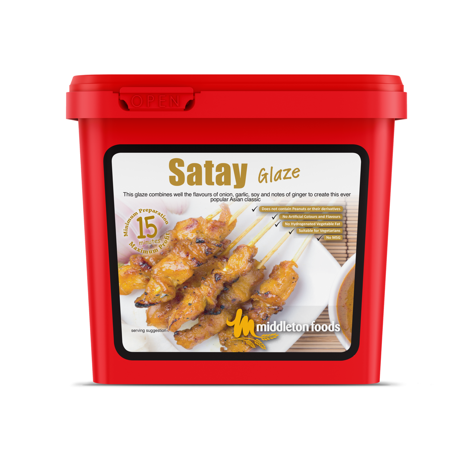 Middleton Foods 🌾 SATAY Meat Glaze Marinade Seasoning Mix 2.5kg Red Tub