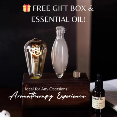 Vintage Essential Oil Diffuser | Waterless Wood & Glass | Luxury Home Decor Gift