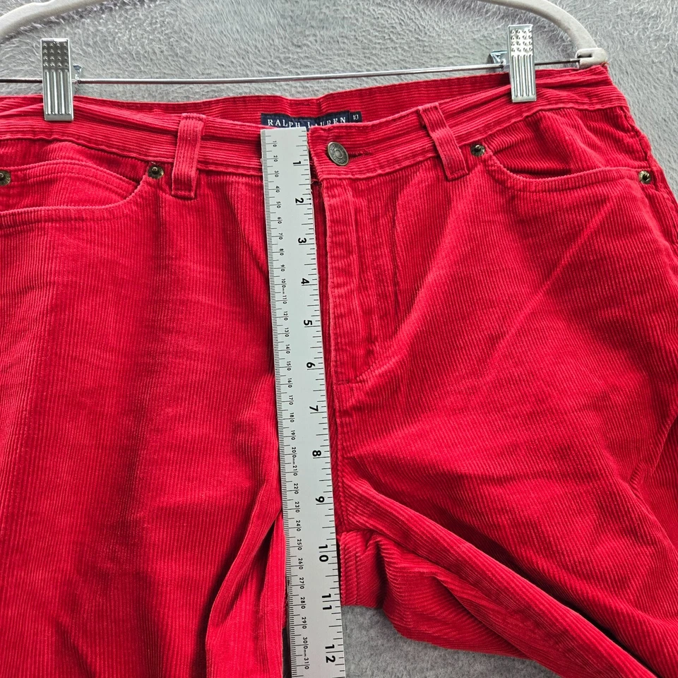 Pantalones Ralph Lauren Mujer 10 Rojo Chino Bootcut Pana Tiro Medio 28 in Entrepierna Foto 4 de 4
