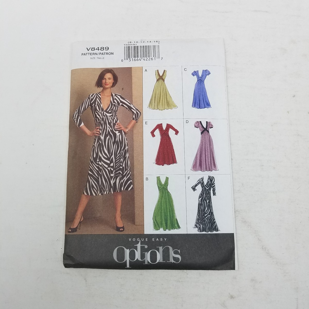 Vogue Easy Options Fit & Flare Dress Sewing Pattern V8489 Womens 8 10 12 14  16 | eBay