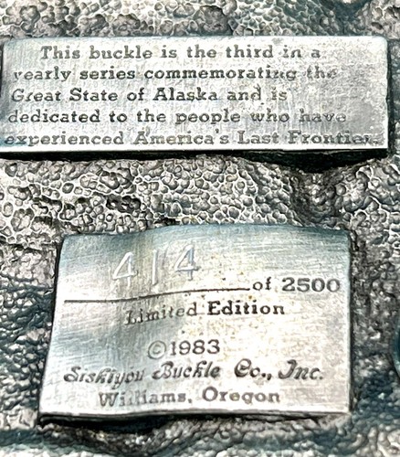 Alaska 1983 Commerative Pewter Belt Buckle Silver 414/2500 Limited Edition - Picture 7 of 7