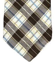 Vintage Strawbridge Clothier 1960-70 Brown White Blue Plaid Wide Tie Necktie Tie