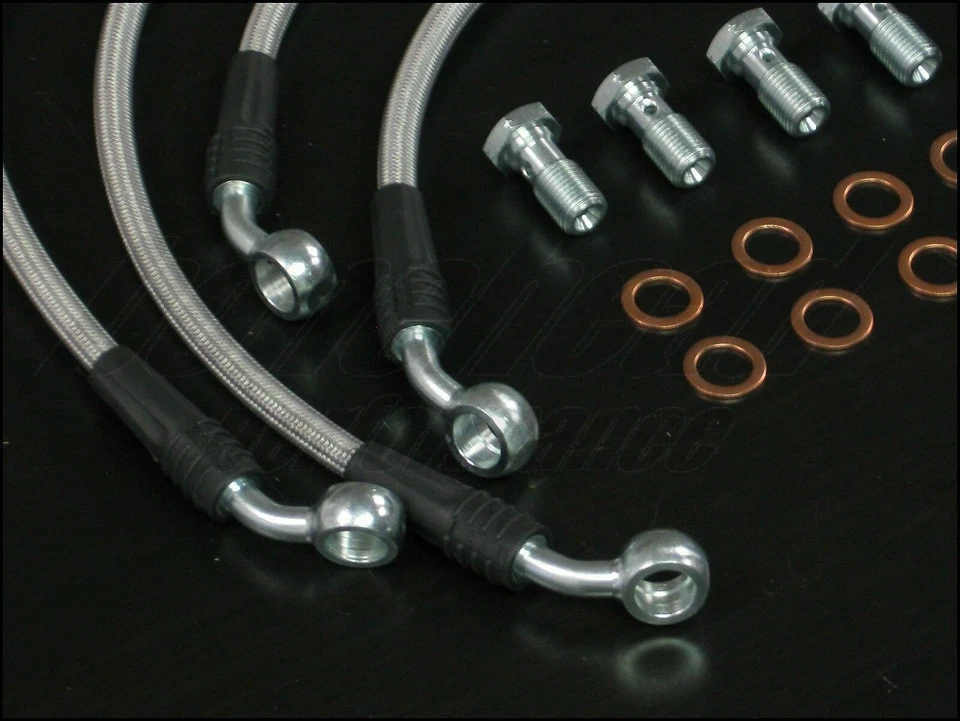 Líneas de freno trenzadas de acero inoxidable Techna-Fit para Nissan Altima 2002-2006 Foto 3 de 4