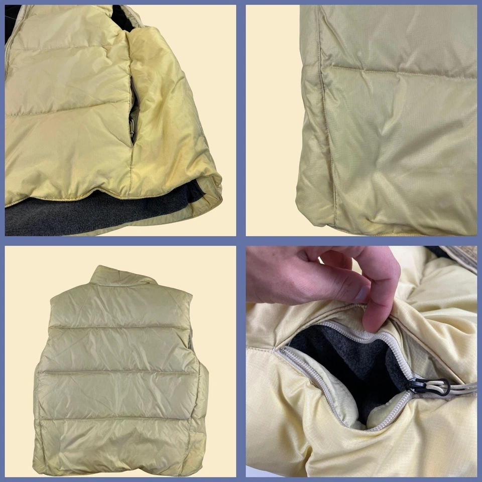 Chaleco acolchado años 90/Y2K GAP XL, chaleco de invierno vintage beige forrado de lana y relleno de plumón Foto 2 de 4
