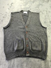 Vtg Jeff Lamb Lord Jeff Cardigan Sweater Vest Wool Blend USA Made