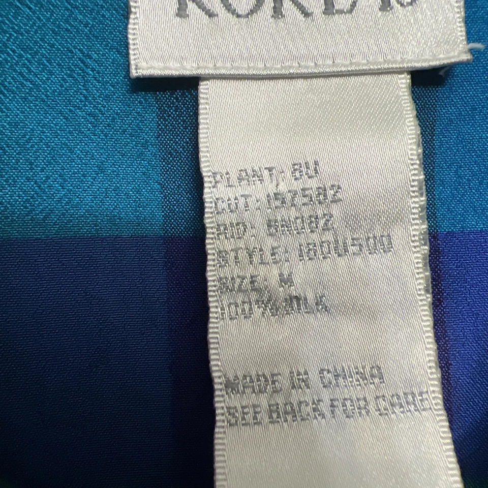 Koret Mujer 100% Seda Cuadros Manga Larga Abotonada Talla Mediana Foto 4 de 4