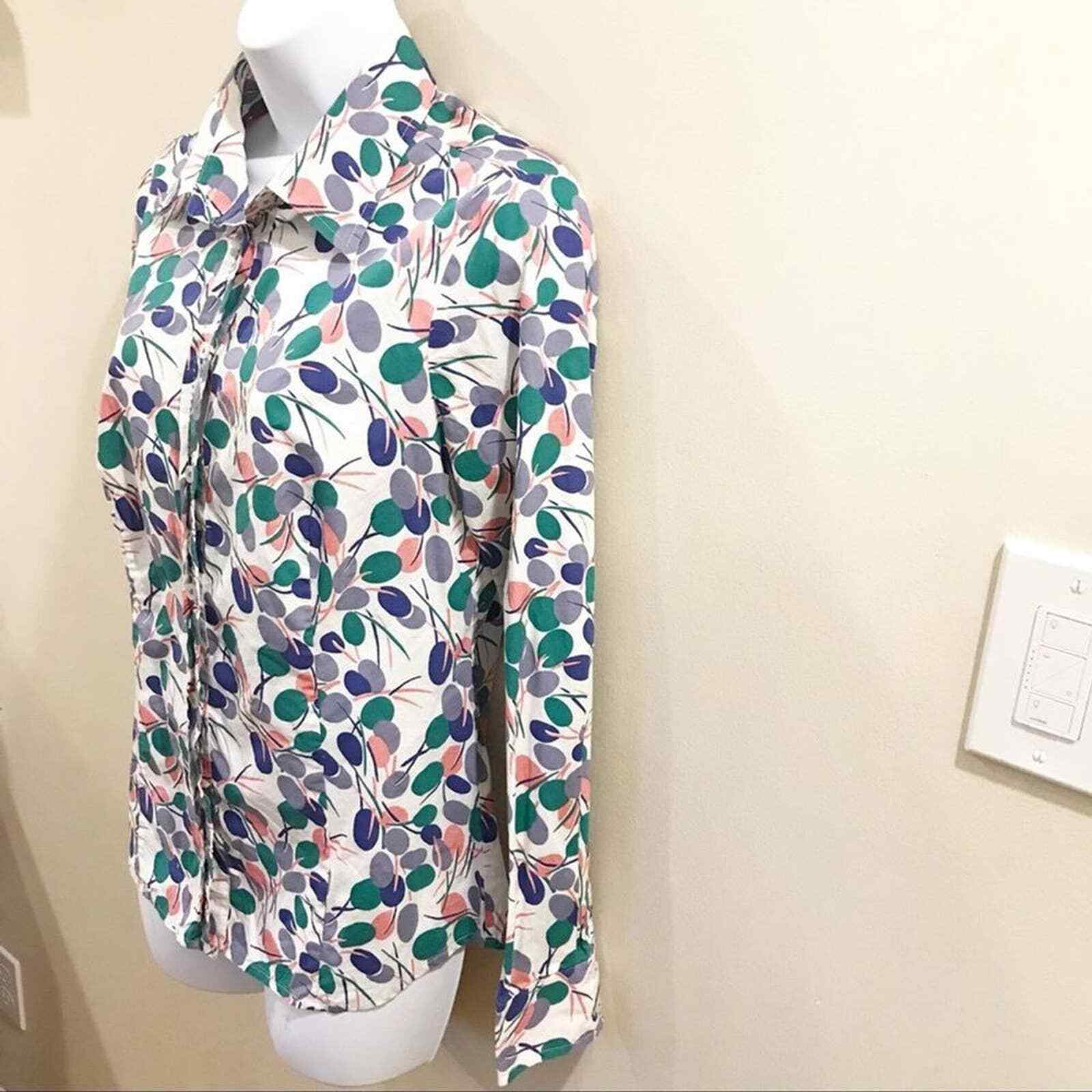 Boden Button Down Polka Dot Collared Long Sleeve … - image 4