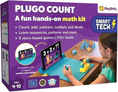 STEM Math Game Plugo Count (Kit+App) | 5 Games for 4-8Y | Works w/ tabs/mobiles