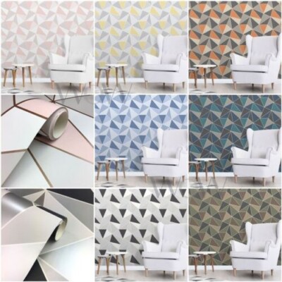 Fine Decor Apex Geometrische Tapete - Metallisch Rotgold Silber Grau Gelb Pink