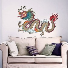 Dragon Wall Decals Full Color Decal Colorful Sticker Chinese Home Art Decor DD31