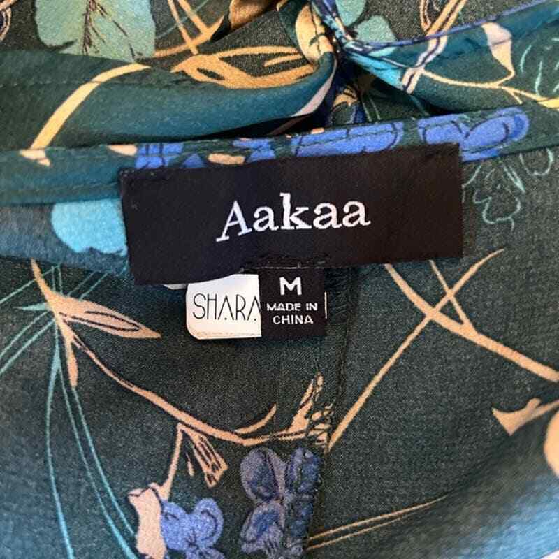 AaKaa Dark Green Floral Wrap Maxi Dress Kimono Sl… - image 8