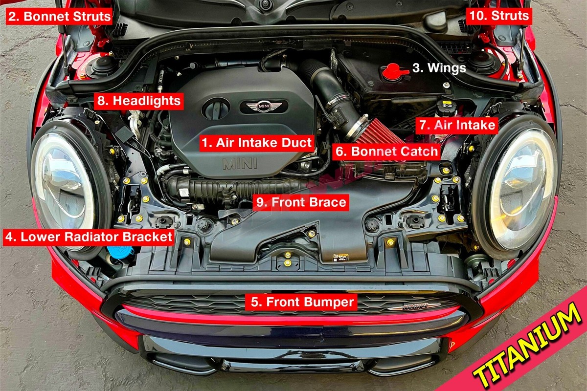 Mini F55 F56 F57 Billet TITANIUM Engine Dress-Up Kit - Various