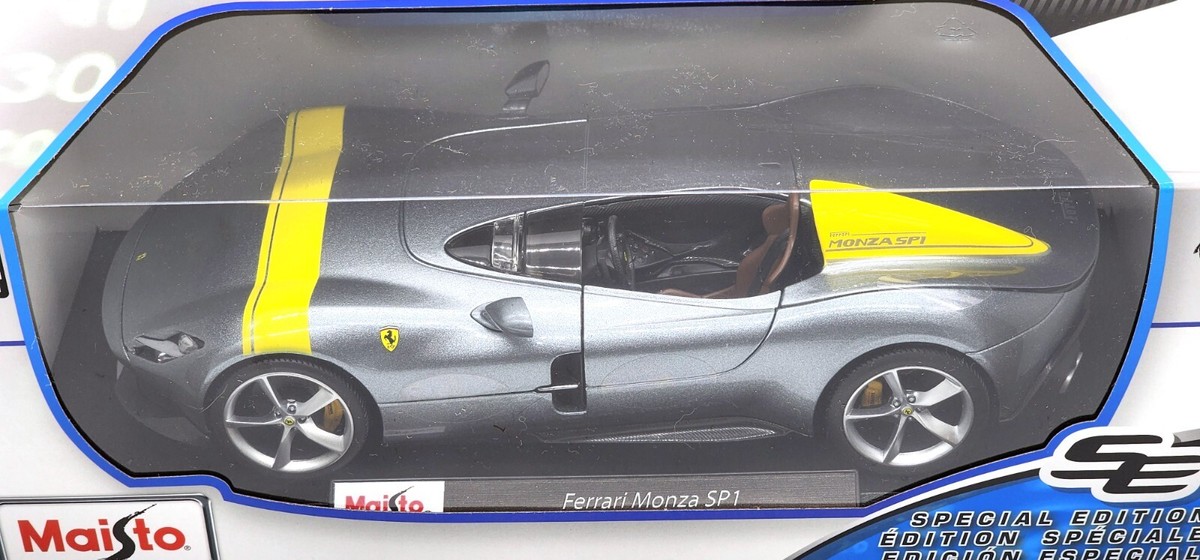 Maisto Ferrari Monza SP1 Silver Kids Collectible Model Diecast Toy