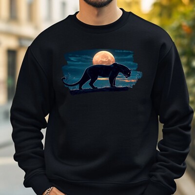 Panther bei Vollmond Sweatshirt Kuschelig und Perfekt für jeden Anlass S bis 4XL