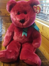 TY Beanie Buddy - CRANBERRY TEDDY (14 inch) - Stuffed Animal Toy WITH TAG