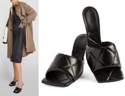 BOTTEGA VENETA Lido 90 Black Leather Quilted Slide Sandal