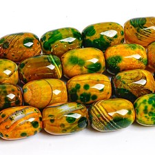 17X12MM Genuine Natural Yellow Green Agate Beads AA Drum Barrel Loose Beads 15"