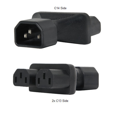 IEC 60320 C14 to 2 IEC 60320 C13 Plug Adapter, 15A, 250V