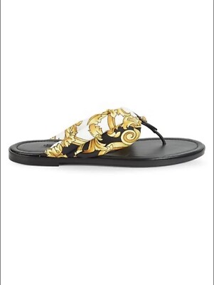 Versace Hibiscus-Print Flip Flops