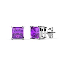 Amethyst 4mm Four Prong Solitaire Stud Earrings 0.54 ctw 14K Gold JP:64004