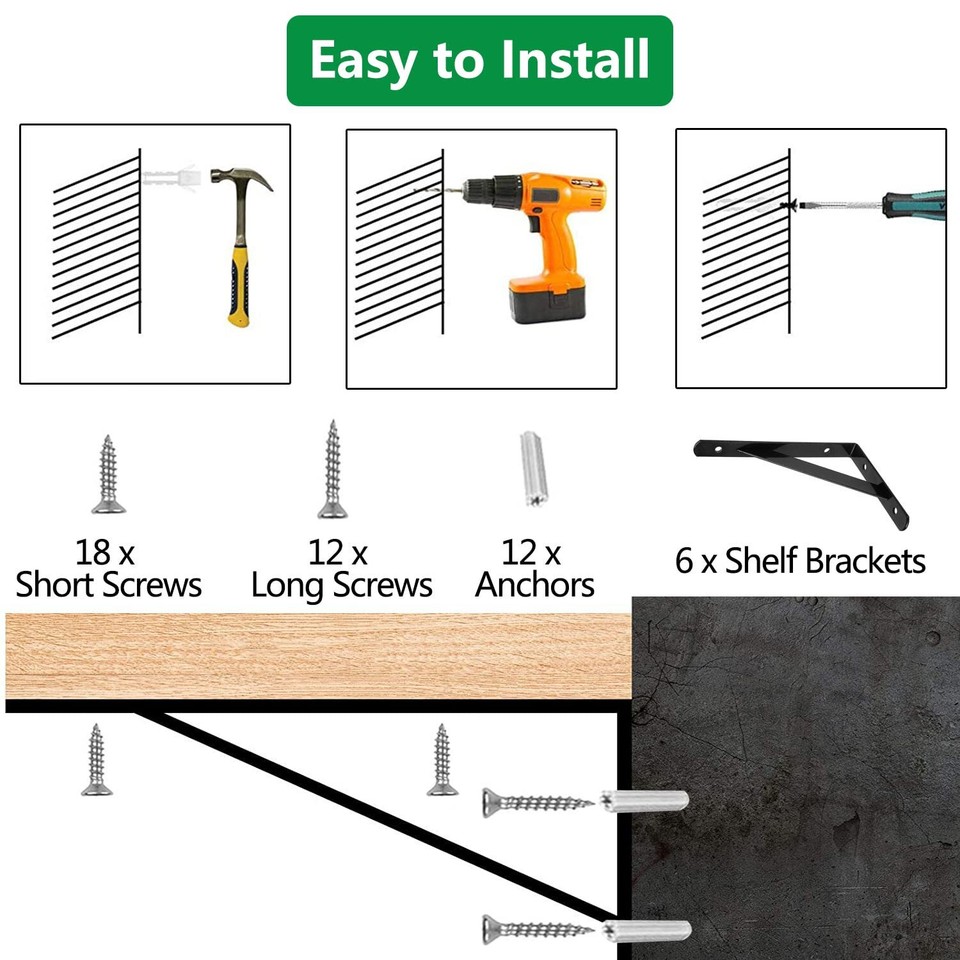 6 Pack Shelf Bracket Heavy Duty, Stainless Steel Triangle Shelf