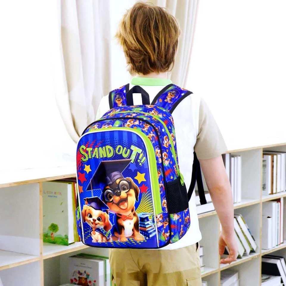 3 PIEZAS Mochila para Perros Niños 16" Bolsa para Libros con Fiambrera Resistente al Agua Elemen... Foto 2 de 4