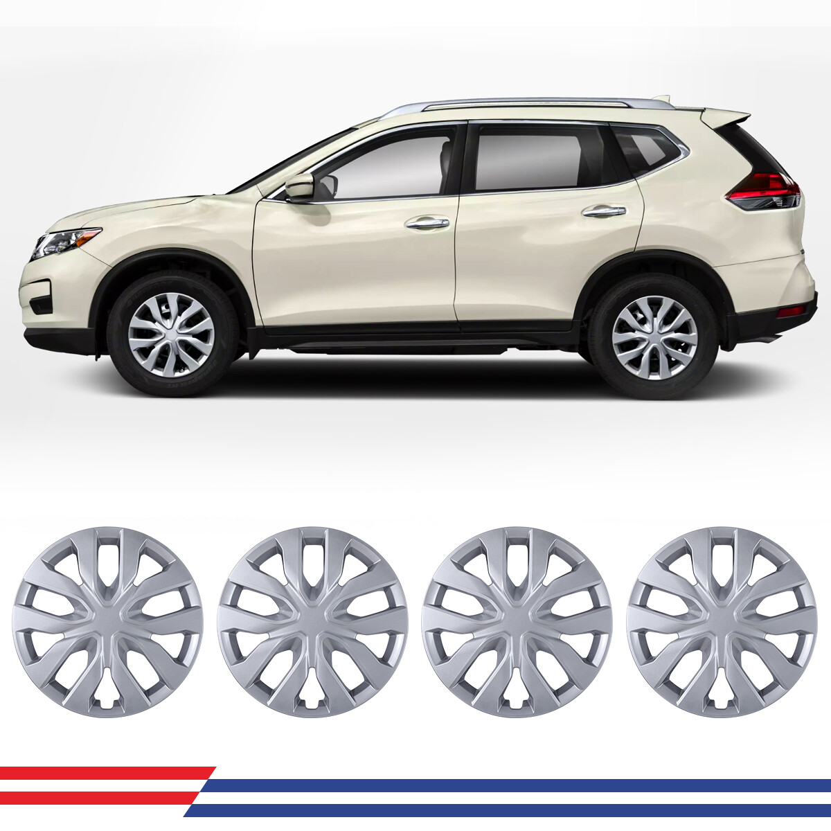 Set of 4 17''Wheel Rim Cover Hubcaps Trim Caps for 2014-2020 NISSAN ROGUE Silver
