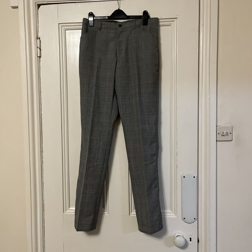 Farah Mens Check Regular Fit Check Smark Trouser - Grey - Medium 32w 34 Length