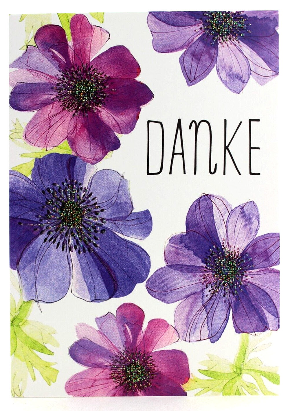 allgemeine Dankeskarte mit Umschlag Hochzeit Danksagung Danke mit Glitzer AV3241