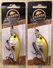 2 Baker Lures Crankbait 2-1/4” 1/2oz RGD2- G001 Gold Chrome