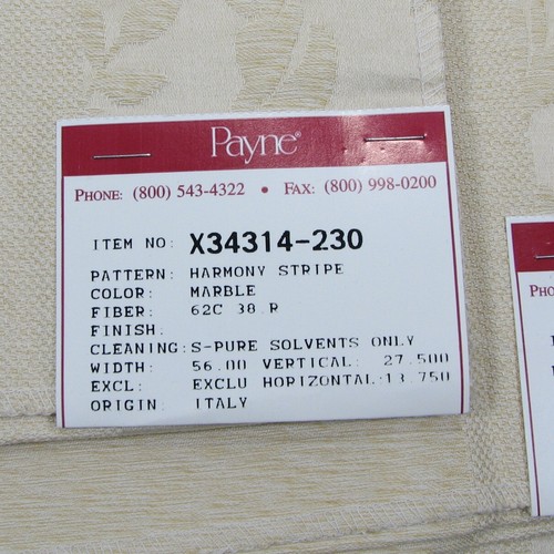 Payne Vintage Fabric Damask Ivory 2 Patterns 4 Pcs Total Stunning Italy NWT - Picture 4 of 5