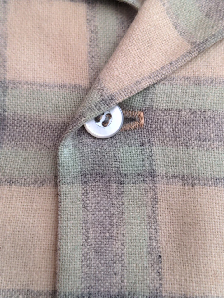 VinTagE 1950's LEVI WOOL PLAID SHIRT XL Green Yellow Gray - Image 3 of 4