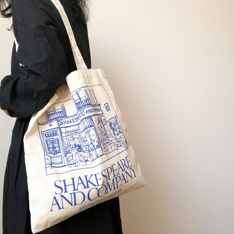Shoulder Bag Shakespeare Print Cotton Cloth Fabric Handbags Tote Bag For Girls-image