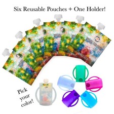 Reusable Baby Food Pouches 5.5oz With Flipping Holder BPA FREE Pick Your Color 