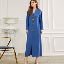 Dubai Muslim Women Long Sleeve Maxi Dress Abaya Kaftan Robe Islamic Party Gown