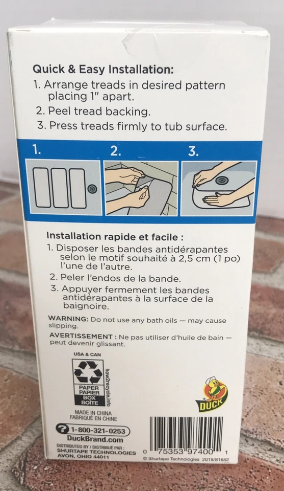 *NUEVO* PATO peldaños adhesivos extra grandes para bañera 5 tiras extra grandes en caja, nuevo en caja Foto 4 de 4