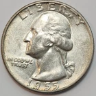 1955 D Washington Quarter, 90% Silver US 25 Cent Coin Perfect 4 Albums, Q-D55G