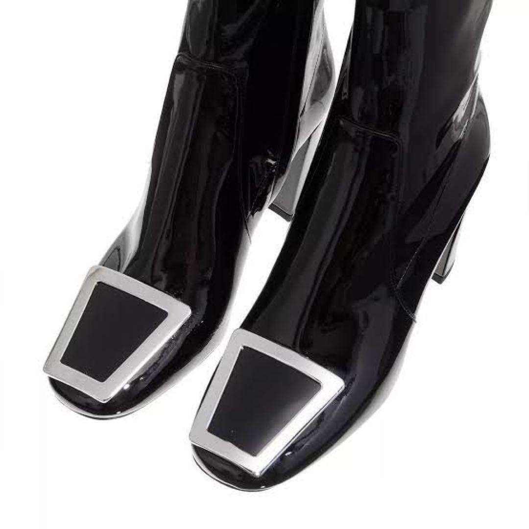 Autentici stivali decolte Saint Laurent tacco zip laterale neri taglia 37 donna