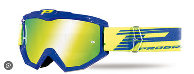 PROGRIP 3201 MASKE BRILLE BLAU GELBE LINSE MEHRSCHICHT CROSS ENDURO ATV