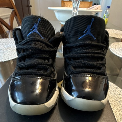 #ad Jordan 11 Retro Boys Black Blue Low Top Sneakers Patent Leather Size 11C $40.00