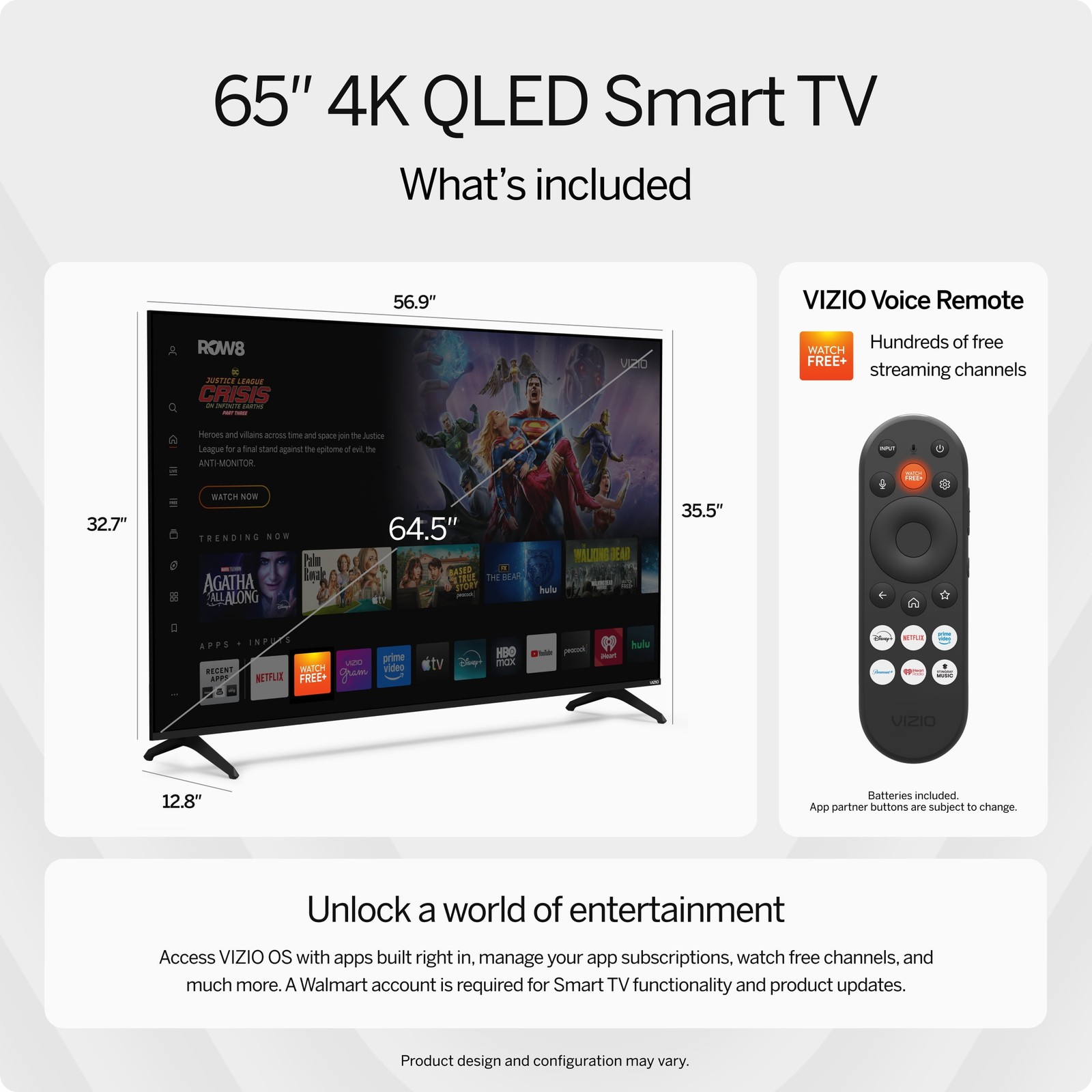 VIZIO 65" Inch Class 4K Quantum Dot QLED HDR 10 Smart Television TV New alternate view 3