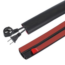 3.3FT Floor Cord Cover, 0.8" W x 0.4" H Cord Hider, Black