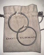 David Yurman Cable Hoop Earrings Sterling Sil...