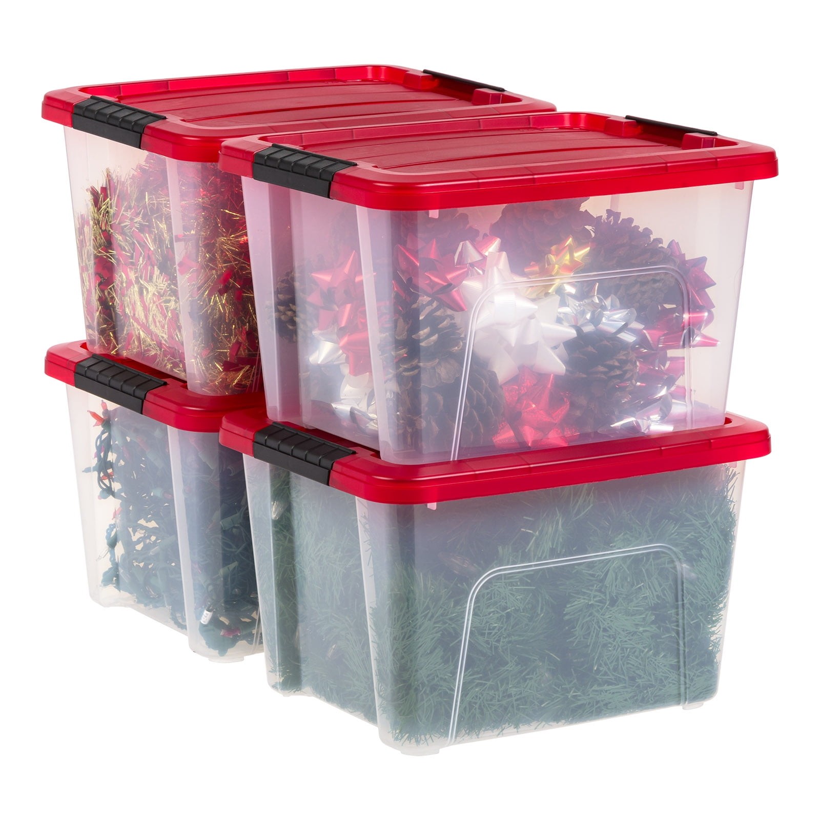 IRIS 20 Qt Clear Stackable Plastic Storage Bins with Latching Lids 4-Pack