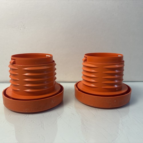 Pair of Plastic Stretch Wrap Roll Handles โ Orange Film Roll Ends