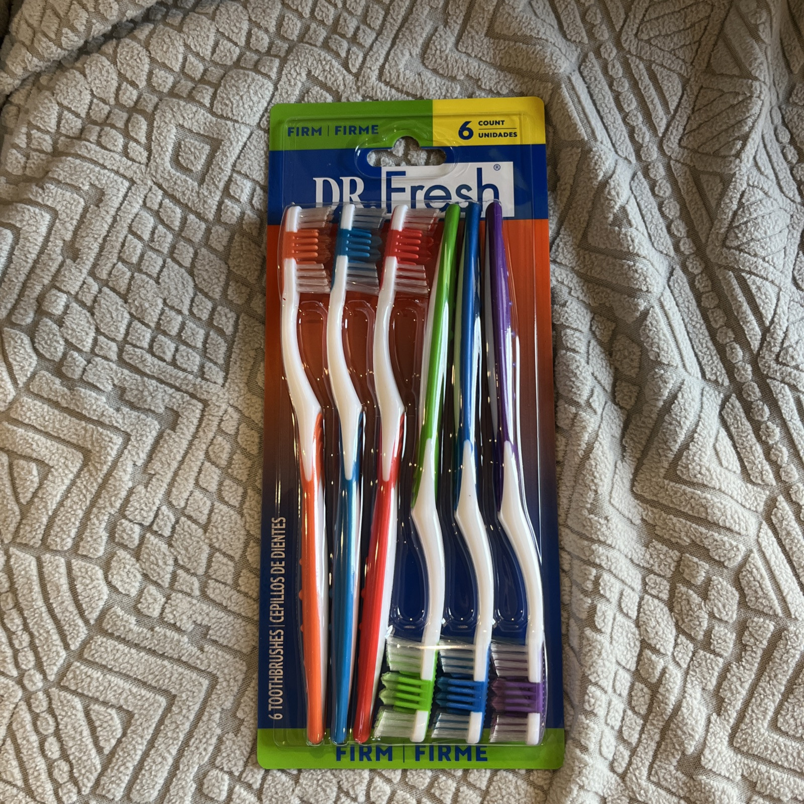 Dr Fresh Firm Nylon Toothbrushes with Tongue Scrubber 6-Pack Multicolor