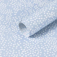 Peel and Stick Wallpaper Blue and White Paper 17.3" x 78.7" Polka Dots Wall P...