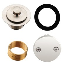Brushed Nickel Tub Drain Lift  Turn Trim Set with Overflow Faceplate Kit - Univ